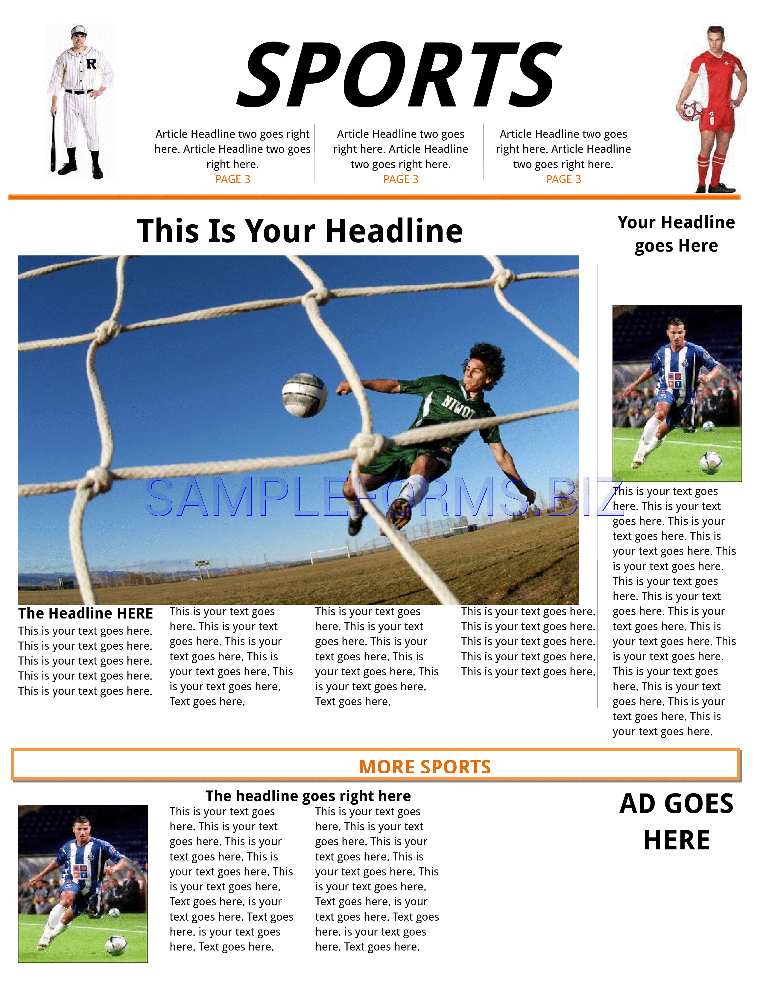 Preview free downloadable Newspaper Template 2 in PDF (page 1)