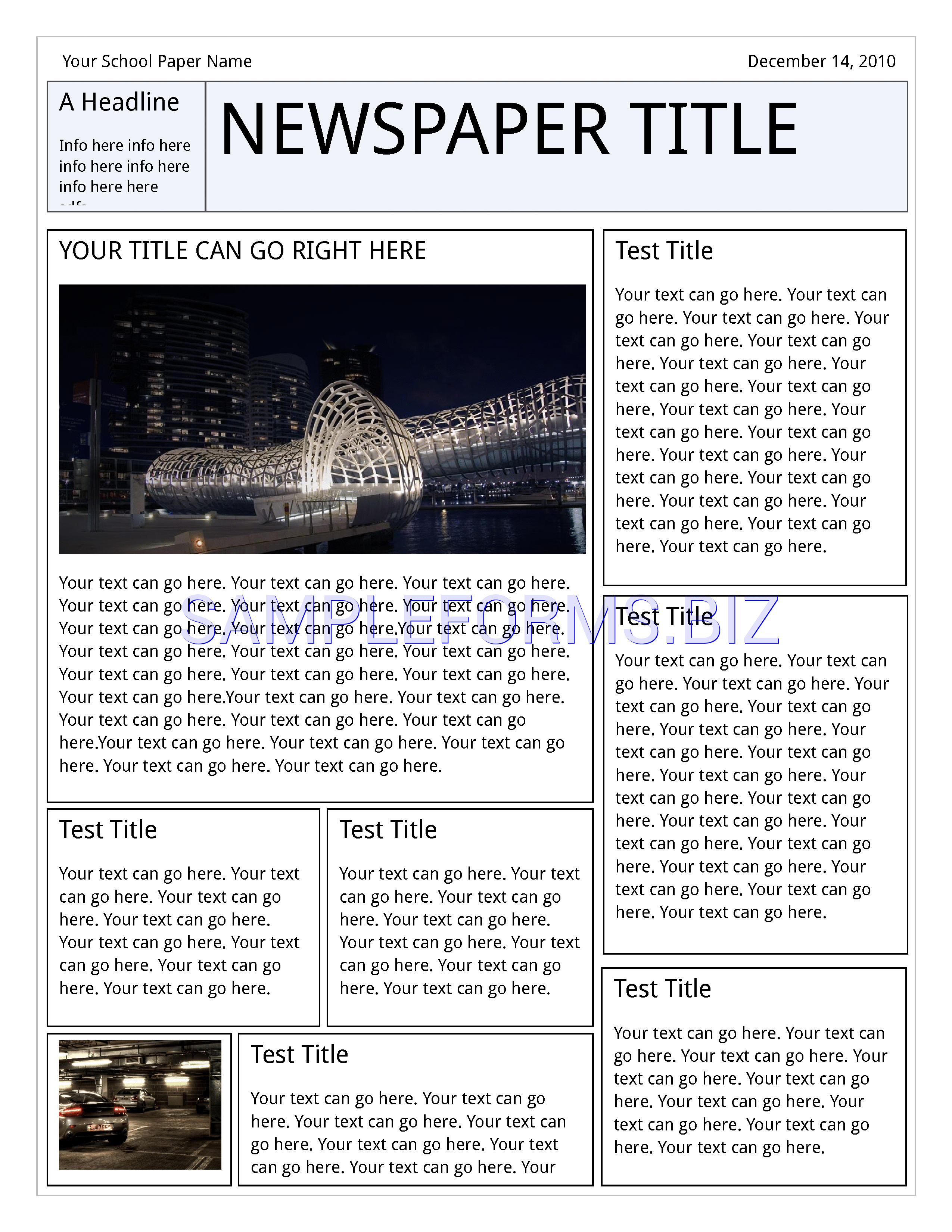 Preview free downloadable Newspaper Template 3 in PDF (page 1)